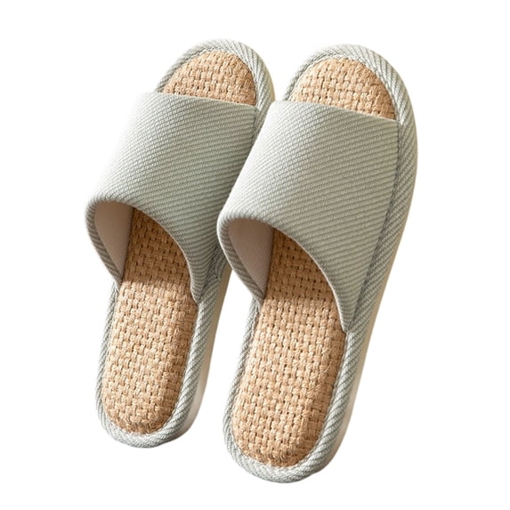 Bibifish Womens House Slippers Linen Breathable Non Slide Sandals Home Indoor Casual Flat Slippers