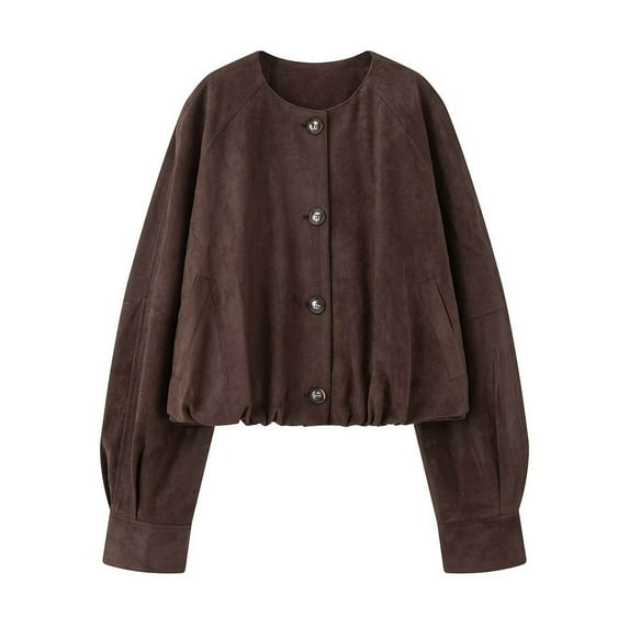 Bibifish Womens Jackets Casual Autumn Winter Cropped Jackets Trendy Long Sleeve Crewneck Vintage Workout Streetwear Ladies Outerwears