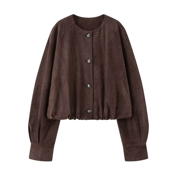 Bibifish Womens Jackets Casual Autumn Winter Cropped Jackets Trendy Long Sleeve Crewneck Vintage Workout Streetwear Ladies Outerwears