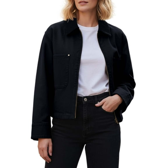 Bibifish Womens Jackets Casual Zip Up Jackets Corduroy Stand Collar Trendy Daily Streetwear Lightweight Outerwear With Pockets