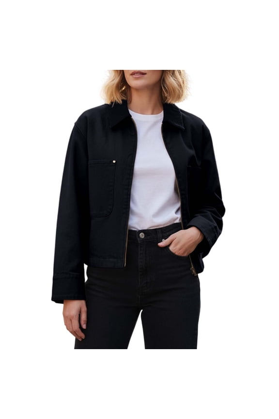 Womens Jackets Casual Zip Up Jackets Corduroy Stand Collar Trendy Daily Streetwear Lightweight Outerwear With Pockets