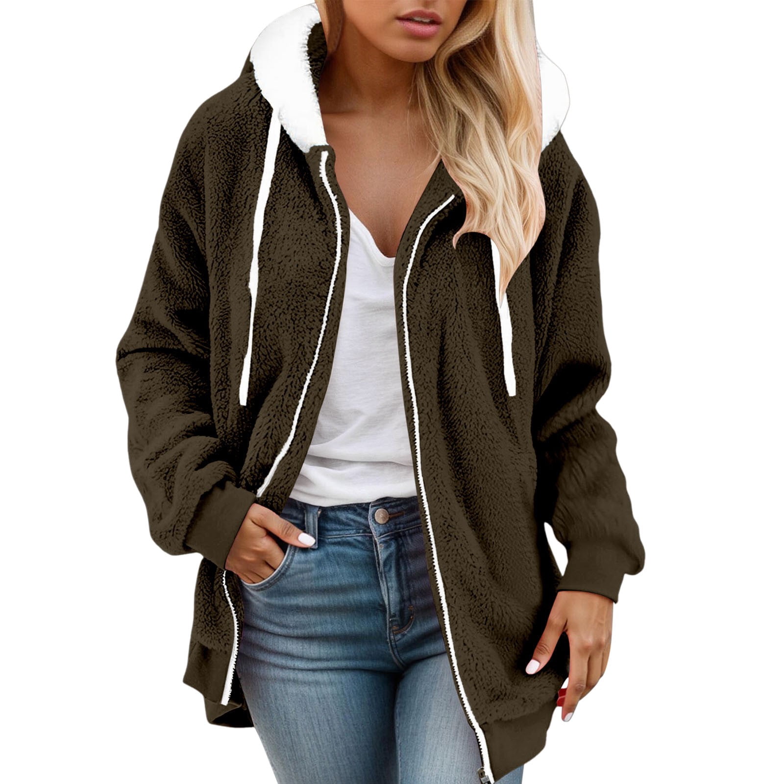 Men's & Women's Fleece Jacket - Loose Plush Lined Zip-Up For Autumn & Winter, Lightweight & Warm