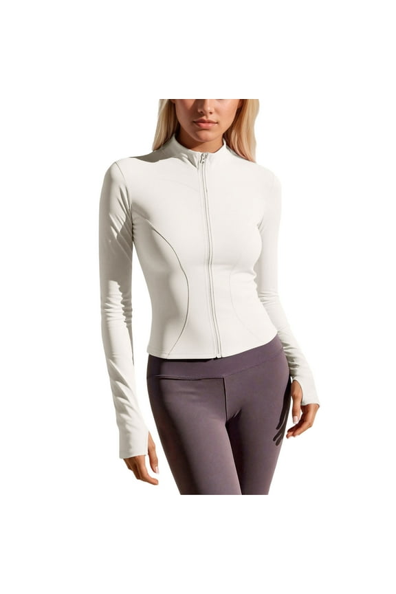 Womens Jackets Lightweight Stretchy Mock Neck Yoga Jackets With Pocket Breathable Workout Running Slim Fit Athletic Outerwear Tops