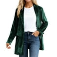 thumbnail image 1 of Bibifish Womens Jackets Velvet Open Front Long Length Jackets Side Pocket Relaxed Fit Elegant Casual Office Daily Commute Outings Stylish Jackets, 1 of 5