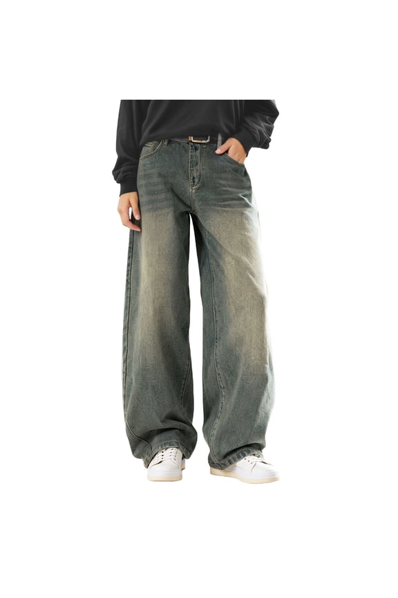 Womens Jeans Black Wide Leg Denim Pants High Waist Side Pocket Soft Oversized Fit Casual Daily Outings Streetwear Trendy Jeans