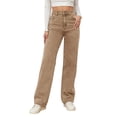 thumbnail image 1 of Bibifish Womens Jeans Dark Brown Wide Leg Denim Pants High Waist Side Pocket Soft Relaxed Fit Casual Daily Outings Stylish Comfortable Jeans, 1 of 7
