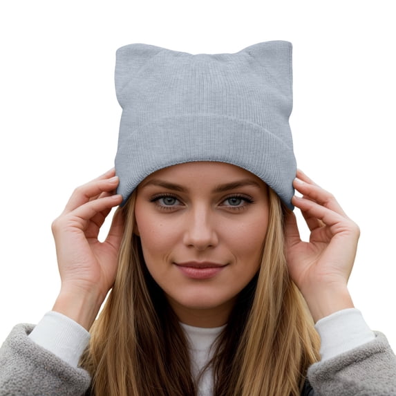 Bibifish Womens Knit Beanie Winter Cat Ear Knit Outdoor Autumn Cold Weather Warm Slouch Beanies