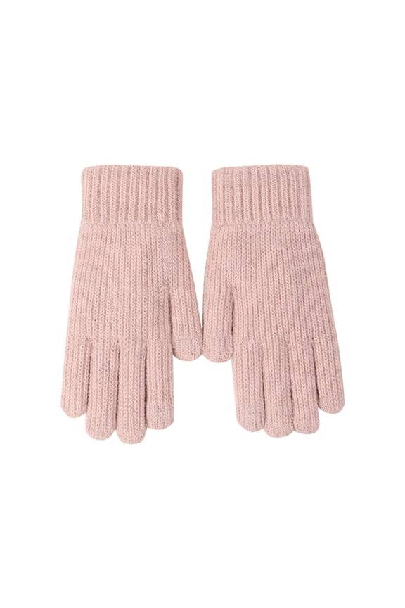 Womens Knitted Gloves Lined Solid Color Winter Cold Weather Outdoor Activities Windproof Warm Gloves