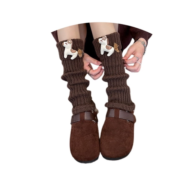 Bibifish Womens Knitted Leg Warmers Solid Color Cute Mushroom Pattern Leg Warmers Trendy Fall Winter Outdoor Daily Wear Leg Warmers