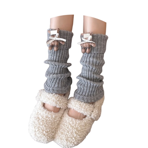 Bibifish Womens Knitted Leg Warmers Solid Color Cute Mushroom Pattern Leg Warmers Trendy Fall Winter Outdoor Daily Wear Leg Warmers