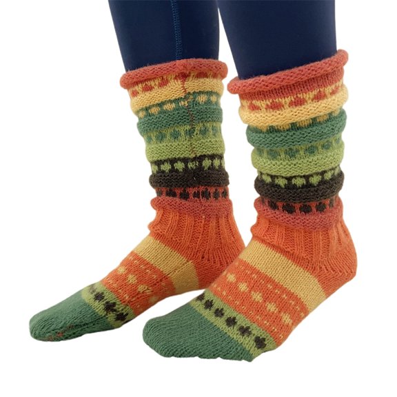 Bibifish Womens Knitted Socks Calf Length Colorful Trendy Slouch Socks Trendy Novelty Style Fall Winter Home Wear Leg Warmers For Ladies