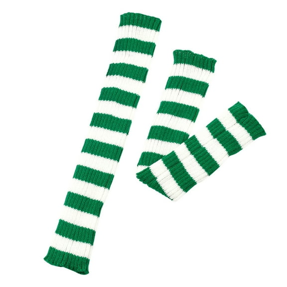 Bibifish Womens Leg Warmers Soft Winter Thermal Knitted Leg Warmers Casual Stripe Pattern Comfy Daily Wear Retro Loose Knitted Leg Warmers