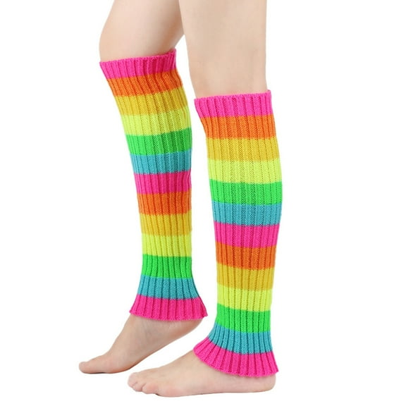 Bibifish Womens Leg Warmers Soft Winter Thermal Knitted Leg Warmers Casual Stripe Pattern Comfy Daily Wear Retro Loose Knitted Leg Warmers