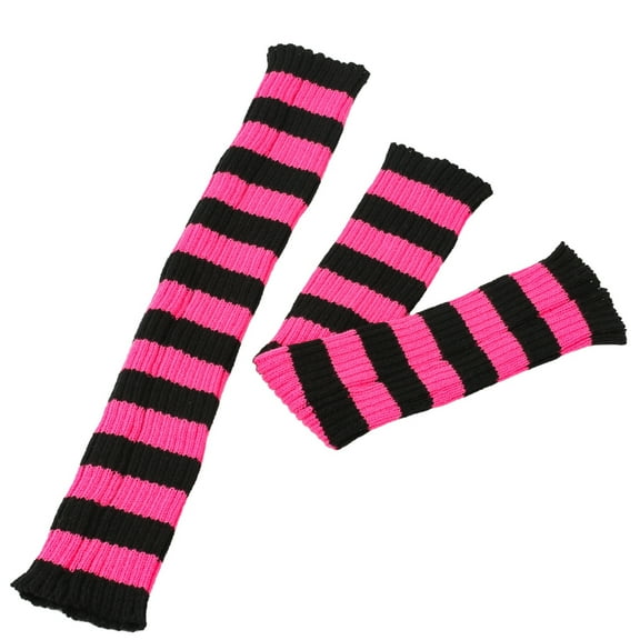 Bibifish Womens Leg Warmers Soft Winter Thermal Knitted Leg Warmers Casual Stripe Pattern Comfy Daily Wear Retro Loose Knitted Leg Warmers