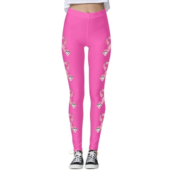 Bibifish Womens Leggings Black Cancer Awareness Themed Leggings Elastic Waist Soft Slim Fit Lined Winter Casual Daily Wear Leggings