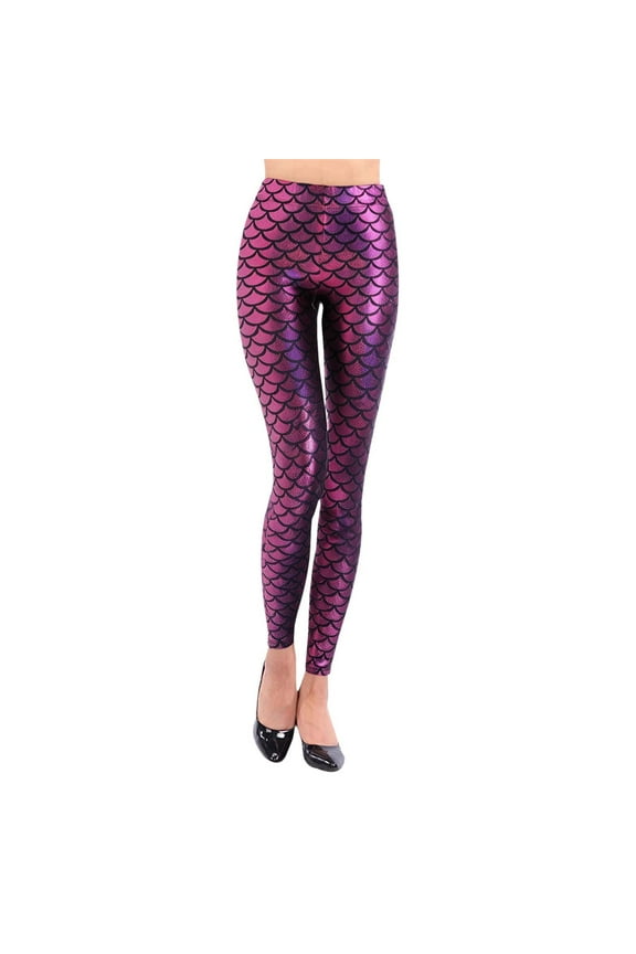 Womens Leggings Fashion Slim Fit Shiny Fish Scale Leggings High Elastic Casual Party Night Out Going Out Pants