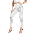 thumbnail image 1 of Bibifish Womens Leggings Gold Shiny High Waist Leggings Elastic Fabric Stretchy Slim Fit Casual Party Daily Wear Trendy Leggings For Ladies, 1 of 6