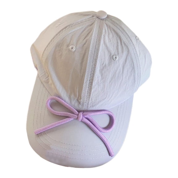 Bibifish Womens Light Purple Baseball Cap Brim Purple Bow Detail Hat Adjustable Strap Lightweight Daily & Outdoor Sun Protection Cap