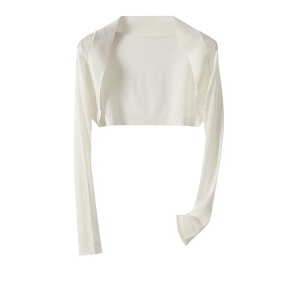 Bibifish Womens Lightweight Cropped Shrug Cardigan Long Sleeve Solid Color Open Front Layering Cover Up