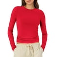 thumbnail image 1 of Bibifish Womens Long Sleeve T-Shirt Slim Fitted Crop Tee Lightweight Stretchy Crew Neck Going Out Top For Ladies, 1 of 6