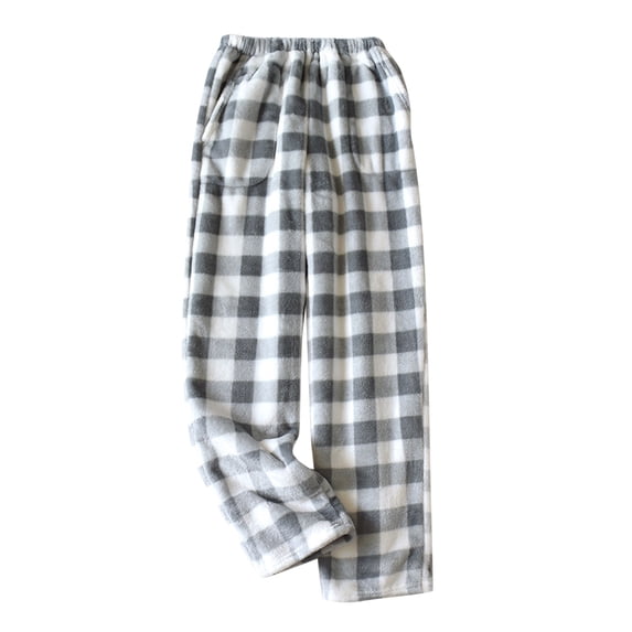 Bibifish Womens Loungewear Pants Soft Flannel Fleece Pajama Pants With Side Pockets Wide Leg Elastic Cute Plaid Pattern Pants For Ladies