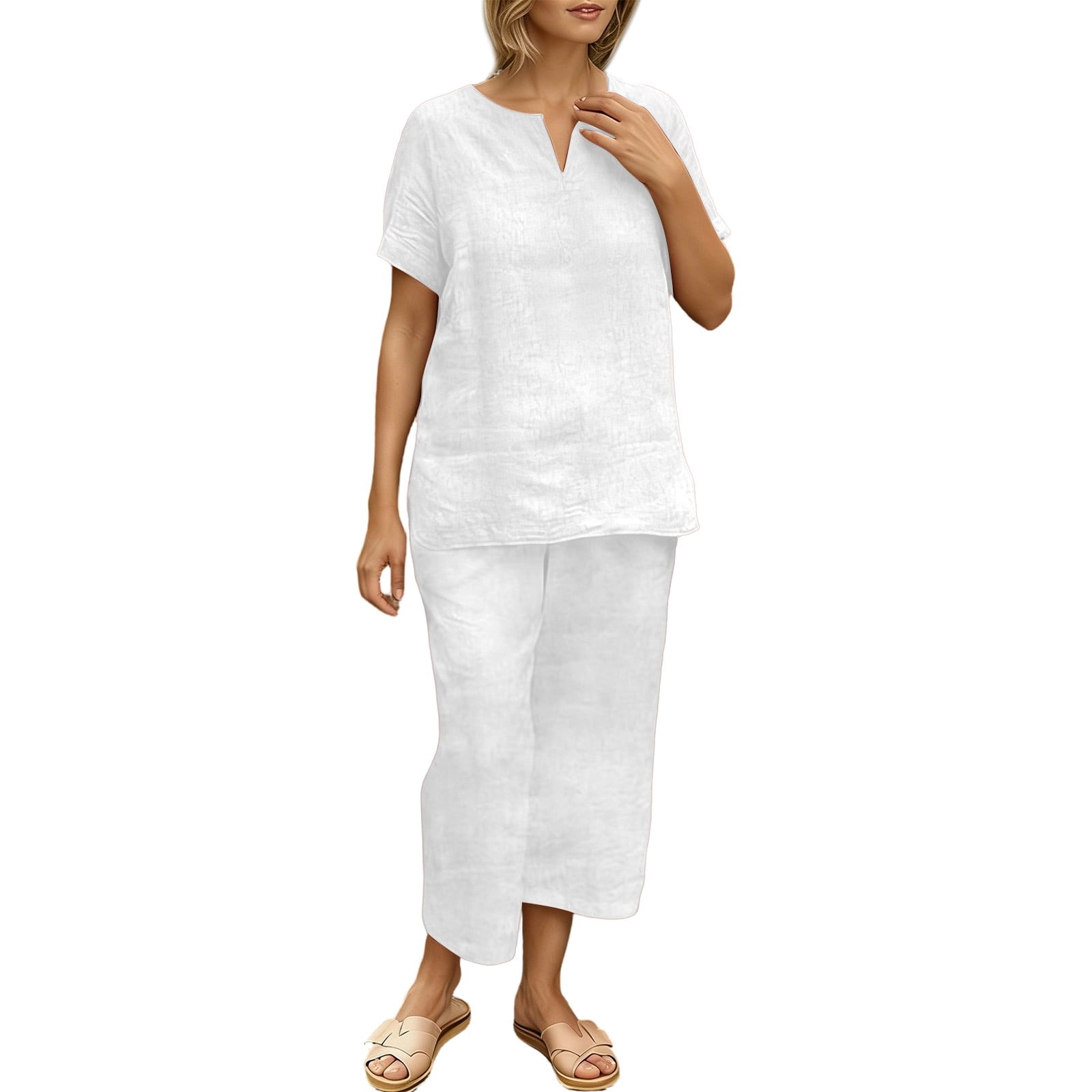 bibifish-womens-matching-outfits-short-sleeve-cropped-notch-neck