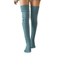 thumbnail image 1 of Bibifish Womens Over-The-Knee Socks Cable Knit Pattern Skinny Knitted Socks Trendy Fall Winter Retro Style Daily Wear Thigh-High Socks, 1 of 5