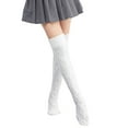 thumbnail image 1 of Bibifish Womens Over The Knee Socks Knitted Socks Solid Color Cable Knit Pattern Elastic Soft Comfy Daily Wear Winter Warm Thigh-High Socks, 1 of 6