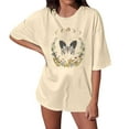 thumbnail image 1 of Bibifish Womens Oversized T-Shirt Boho Chic Airy Butterfly Moon Phase & Wreath Print Tee Soft Breathable Casual Daily & Outdoor T-Shirt, 1 of 4