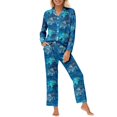 thumbnail image 1 of Bibifish Womens Pajama Set Stylish Long Sleeve Sleep Tops With Pants 2 Piece Loose Fit Stylish Ladies Casual Daily Wear Loungewear, 1 of 5