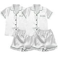 thumbnail image 1 of Bibifish Womens Pajama Sets 2 Pairs Short Satin Pajamas Oversized Botton Down Pajamas Summer Short Sleeve Shirts With Shorts 4 Pieces Pj Sets, 1 of 4