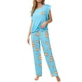 thumbnail image 1 of Bibifish Womens Pajama Sets Cartoon Character Printed Ruffle Sleeve Sleepwear Sets Ruffle Sleeve Top With Pants Funny Letter Nightwear Sets, 1 of 9
