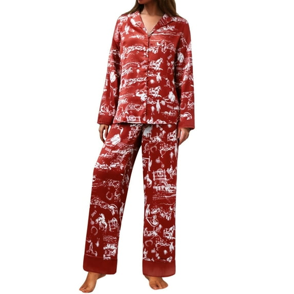 Bibifish Womens Pajama Sets Casual Floral Print Satin Sleepwear Long Sleeve Shirts And Wide Leg Pants 2 Piece Oversized Autumn Ladies Nightwear