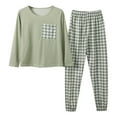 thumbnail image 1 of Bibifish Womens Pajama Sets Cozy Long Sleeve Plaid Loungewear Sets Crew Neck Tops And Pants Comfy Home Wear Sleepwear For Ladies, 1 of 9