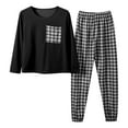 thumbnail image 1 of Bibifish Womens Pajama Sets Cozy Long Sleeve Plaid Loungewear Sets Crew Neck Tops And Pants Comfy Home Wear Sleepwear For Ladies, 1 of 5