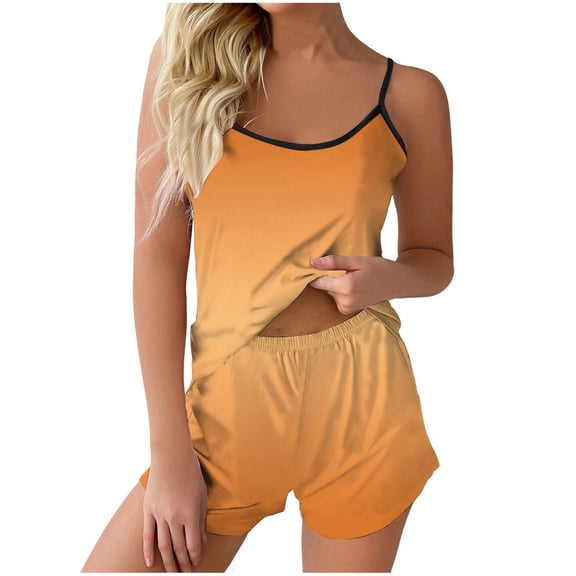 Bibifish Womens Pajama Sets Gradient Color Sleeveless Pj Sets Soft Cami Tops And Shorts Comfy Stretch Ladies Home Wear Nightwear Sets