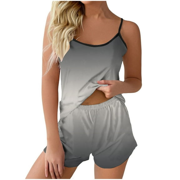 Bibifish Womens Pajama Sets Gradient Color Sleeveless Pj Sets Soft Cami Tops And Shorts Comfy Stretch Ladies Home Wear Nightwear Sets