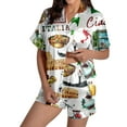 thumbnail image 1 of Bibifish Womens Pajama Sets Italy Themed Short Sleeve Sleepwear Sets Food & Graphic Printed Button Down Top With Shorts 2 Piece Stylish Cozy Nightwear Sets, 1 of 5