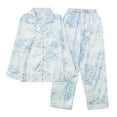 thumbnail image 1 of Bibifish Womens Pajama Sets Light Gray Floral Pattern Long Sleeve Button Down Loose Fit Top With Pant Soft Breathable Nightwear Sets, 1 of 6