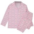 thumbnail image 1 of Bibifish Womens Pajama Sets Retro Stripe & Bow Printed Long Sleeve Sleepwear Sets Button Down Pj Top With Pants Delicate Cute Nightwear Sets, 1 of 5