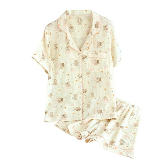 Bibifish Womens Pajama Sets Soft Floral Printed Short Sleeve Sleepwear Sets Botton Down Tops And Shorts Cozy Nightwear Sets For Ladies