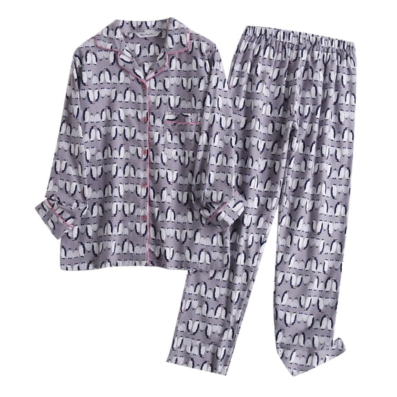 Bibifish Womens Pajama Sets Spring Autumn Long Sleeve Botton Down Pajama Sets Tops With Wide Leg Pants Trendy Letter Print Sleepwear Sets