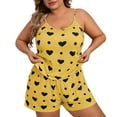 thumbnail image 1 of Bibifish Womens Pajama Sets Summer Plus Sized Heart Print Tanks And Wide Leg Shorts 2 Piece Pj Sets Oversized Breathable Loungewear Sets, 1 of 3