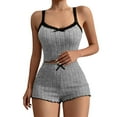 thumbnail image 1 of Bibifish Womens Pajama Sets Valentine'S Day Knit Breathable Sleeveless Strap Sleepwear Sets Cute Bow Design Slim Fit Cami With Shorts 2 Piece Pj Sets, 1 of 4