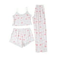 thumbnail image 1 of Bibifish Womens Pajama Sets White Pink Heart & "LOVE" Printed Camisole Sleepwear Sets Top With Shorts & Pant 3-Piece Valentine'S Day Pj Sets, 1 of 3