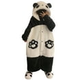 thumbnail image 1 of Bibifish Womens Pajamas Plus Cute Robe Panda Pattern Button Up Loungewear Winter Warm Long Sleeve Hooded Home Wear Blanket Detachable Jumpsuits, 1 of 6