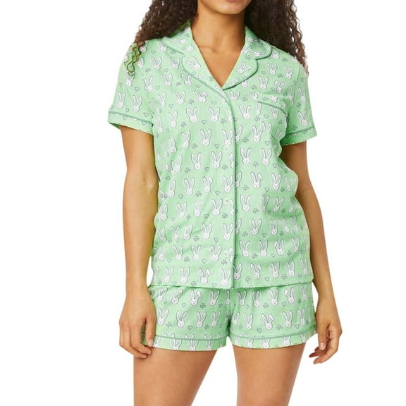 Bibifish Womens Pajamas Sets Cute Animal Printed Short Sleeve Pj Sets Cozy Botton Down Nightwear Notch Neck Tops And Pants 2 Piece Sleepwear Sets