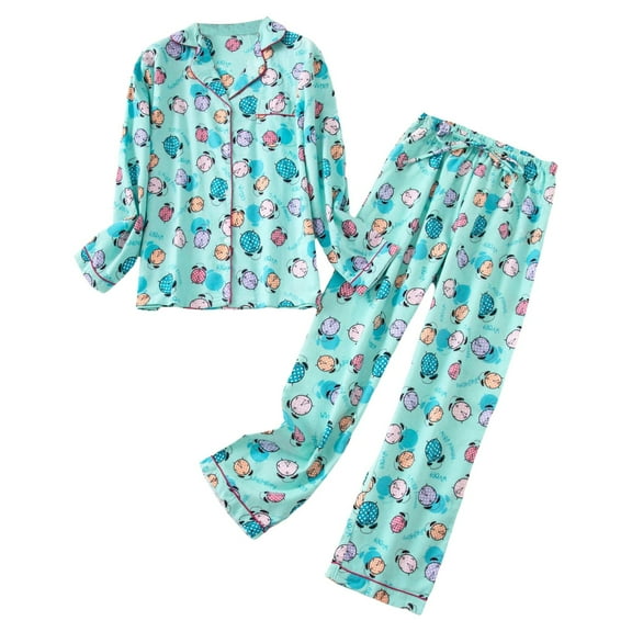 Bibifish Womens Pajamas Sets Long Sleeve Botton Down Pj Sets Cute Heart Print Tops With Long Pants 2 Piece Sleepwear Sets For Ladies