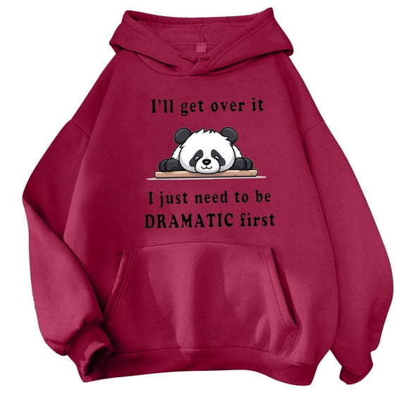 Bibifish Womens Panda Print Hoodies Casual Graphic Long Sleeve Pullover Tops Casual Cute Loose Fit Lightweight Spring Fall Trendy Hoodies