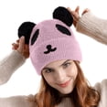thumbnail image 1 of Bibifish Womens Panda Shape Knit Beanie Hat With Fluffy Ear Decor Soft Stretchy Lightweight Hat Daily Casual Wear Cute Stylish Hats, 1 of 5